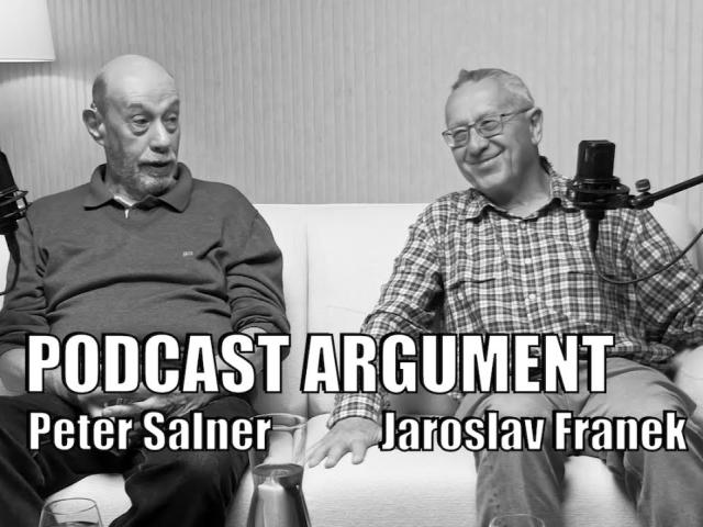 Jaroslav Franek a Peter Salner diskutujú o živote židovskej komunity za komunizmu a po Novembri 1989.